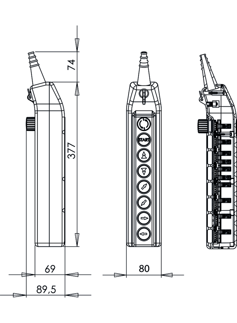 KASETA STEROWNICZA SUWNICOWA B-1NC+START-NO+2X(1NO+1NO/2)+4X1NO