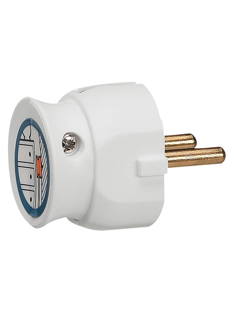 Wtyczka 2P 16A Plastikowa Biała Płaska (Mała Głębokość) Helmo 050183 LEGRAND