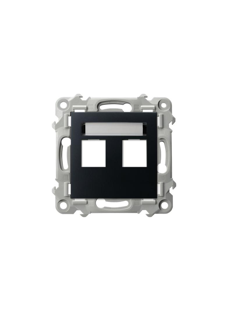 SZAFIR Obudowa gniazda podwójnego typu Keystone prosta - kolor czarny metalik