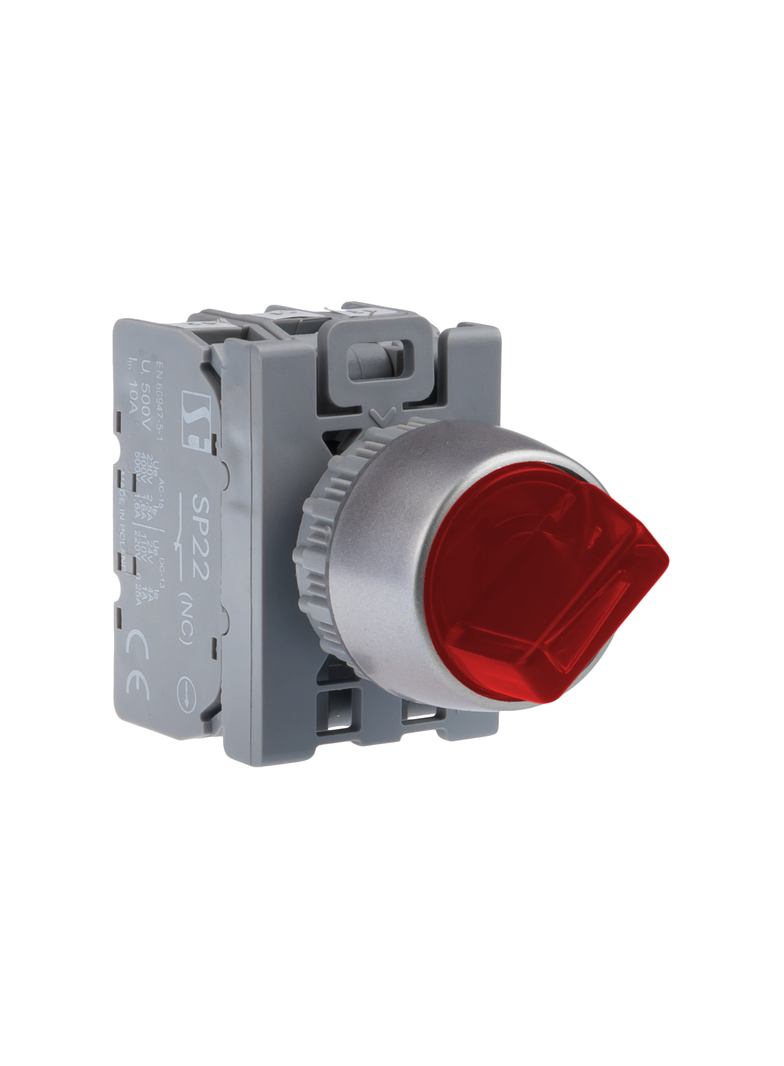 2-POŁ ŁĄCZNIK POKR CZERWONY 1ZWIER PODŚW AC(24V-230V),DC(24V-110V)