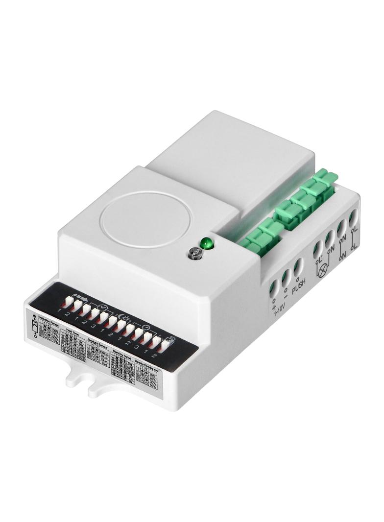 Mikrofalowy czujnik ruchu mini ze ściemniaczem, 360/180st. z regulacją zworkową, IP20, 1200W