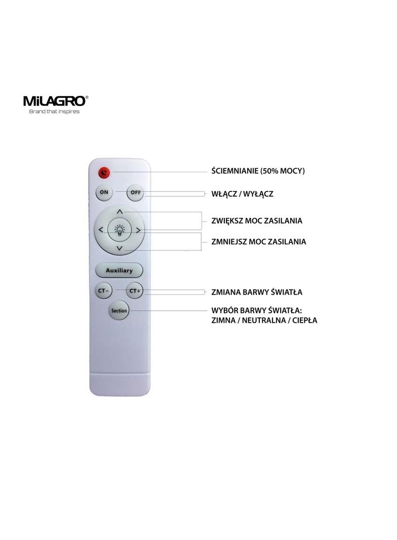 Milagro kinkiet LED Notte 40W 2800lm 3000/6000K (pilot w zestawie) różowy ML6184