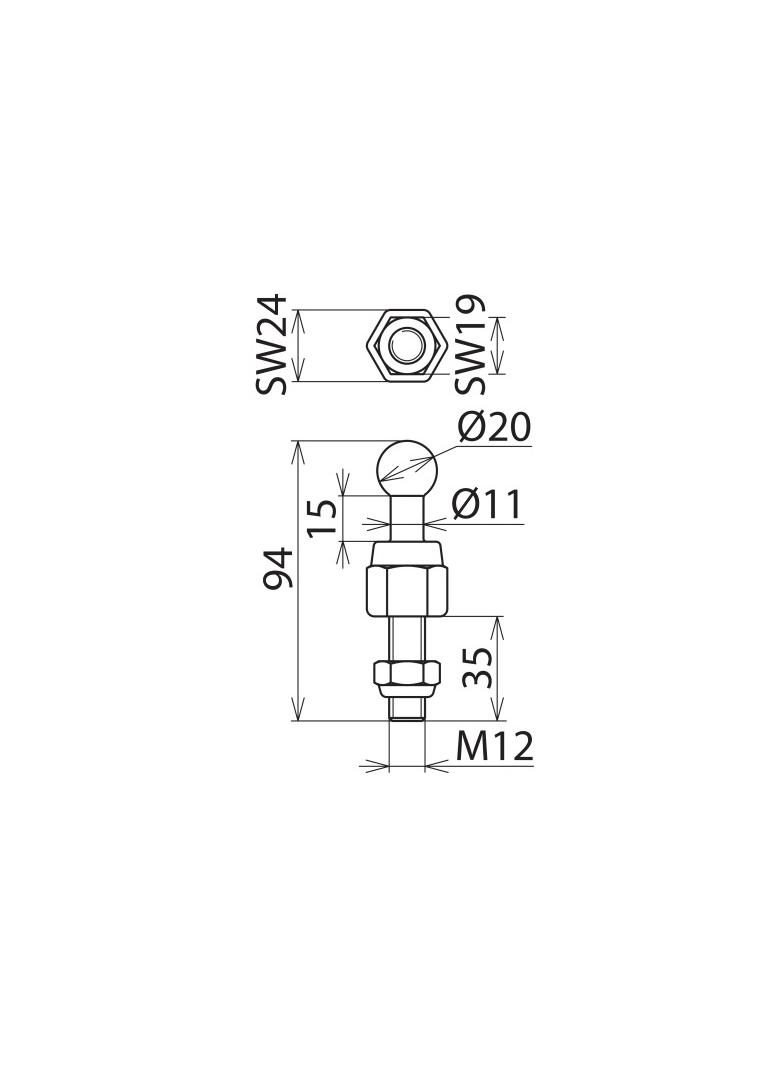 Punkt mocowania kulowy fi 20 mm prosty