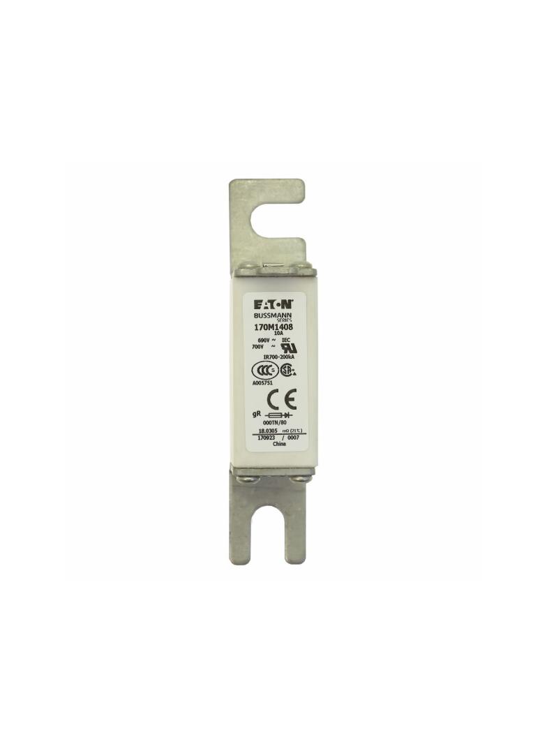 10A 690V gR 000TN/80 TYPE T IND. FUSE Wkładka szybka 10A AC 690V DIN 000 21x40x100 mm gR, 170M1408 E
