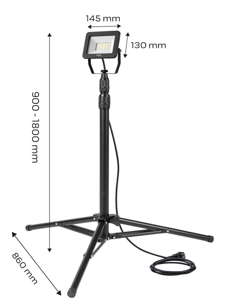 Reflektor pojedynczy 30W SMD LED 2700lm na statywie 1.8m