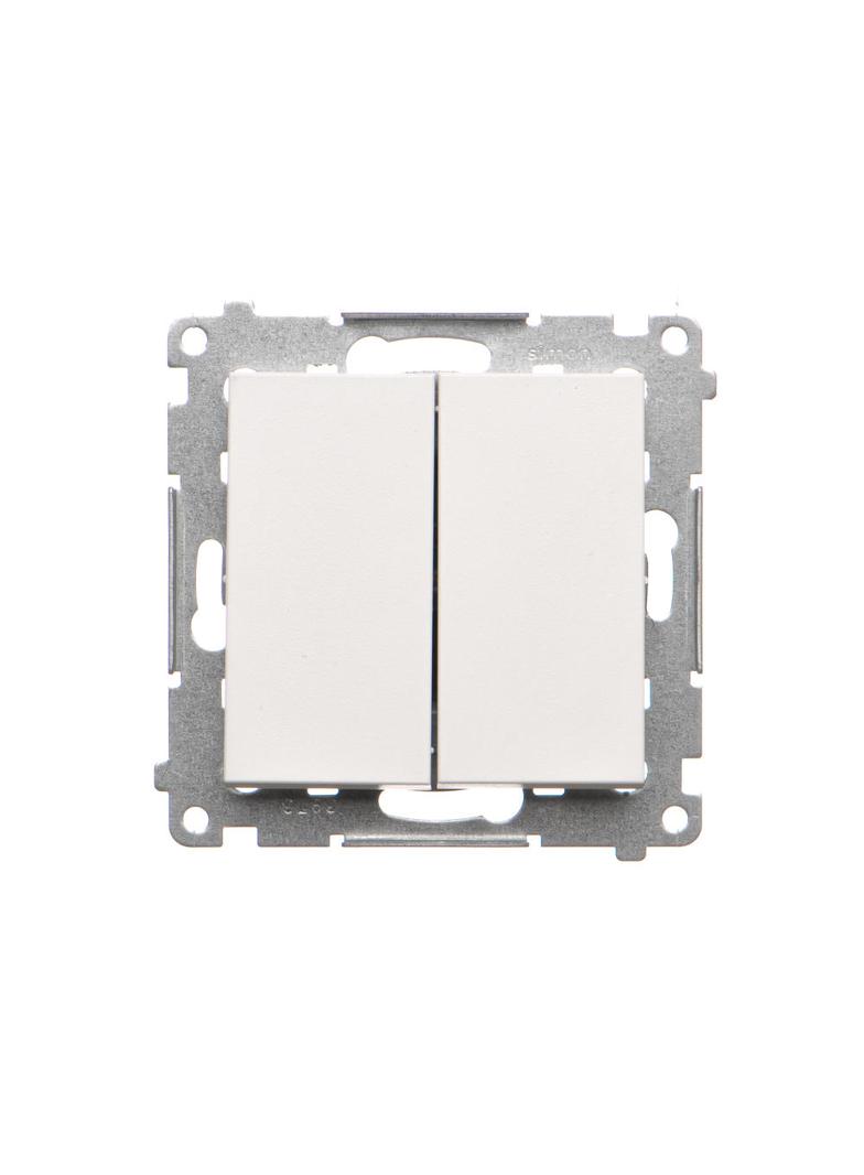 Simon 55 Przycisk zwierny podwójny zwierny bez piktogramu szybkozłączka Biały mat