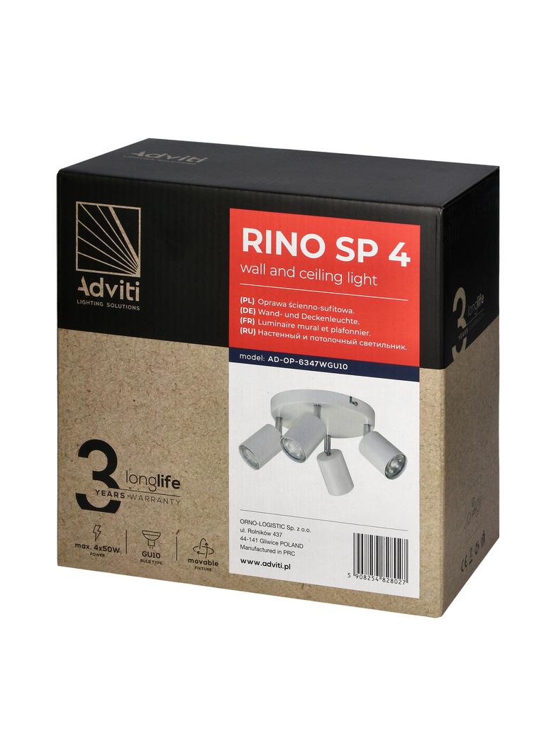 Rino SP 4, oprawa ścienno-sufitowa, GU10 max. 4x50W, IP20, biała AD-OP-6347WGU10 ORNO