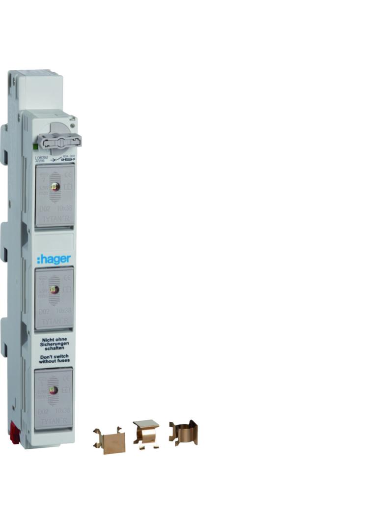 Rozłącznik bezpiecz. listw. do szyn 60mm D01/D02/CH10 3P 63A 400VAC 60/110VDC L063M HAGER