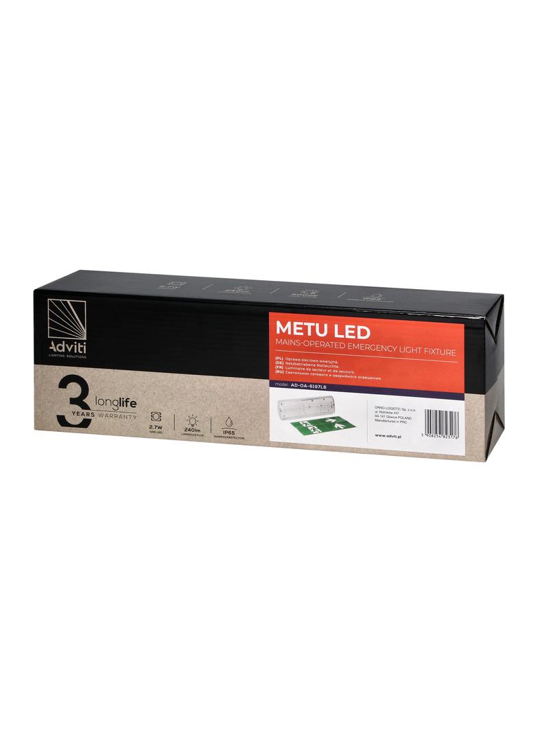 Oprawa sieciowo awaryjna METU LED 2,7W, 3H, IP65, 6000K AD-OA-6197L6 ORNO