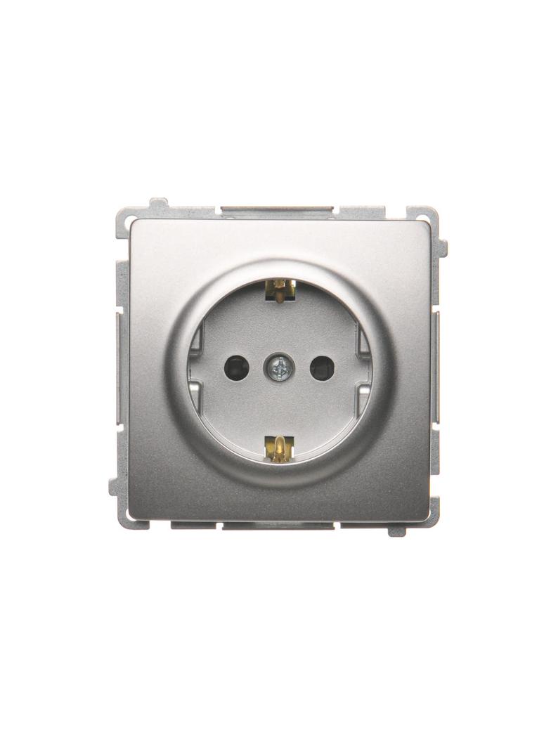 Simon Basic Gniazdo wtyczkowe z uziemieniem Schuko z przesłonami torów prądowych16A 250V zaciski śrubowe srebrny mat BMGSZ1Z.01/43 BMGSz1z.01/43 KONTAKT