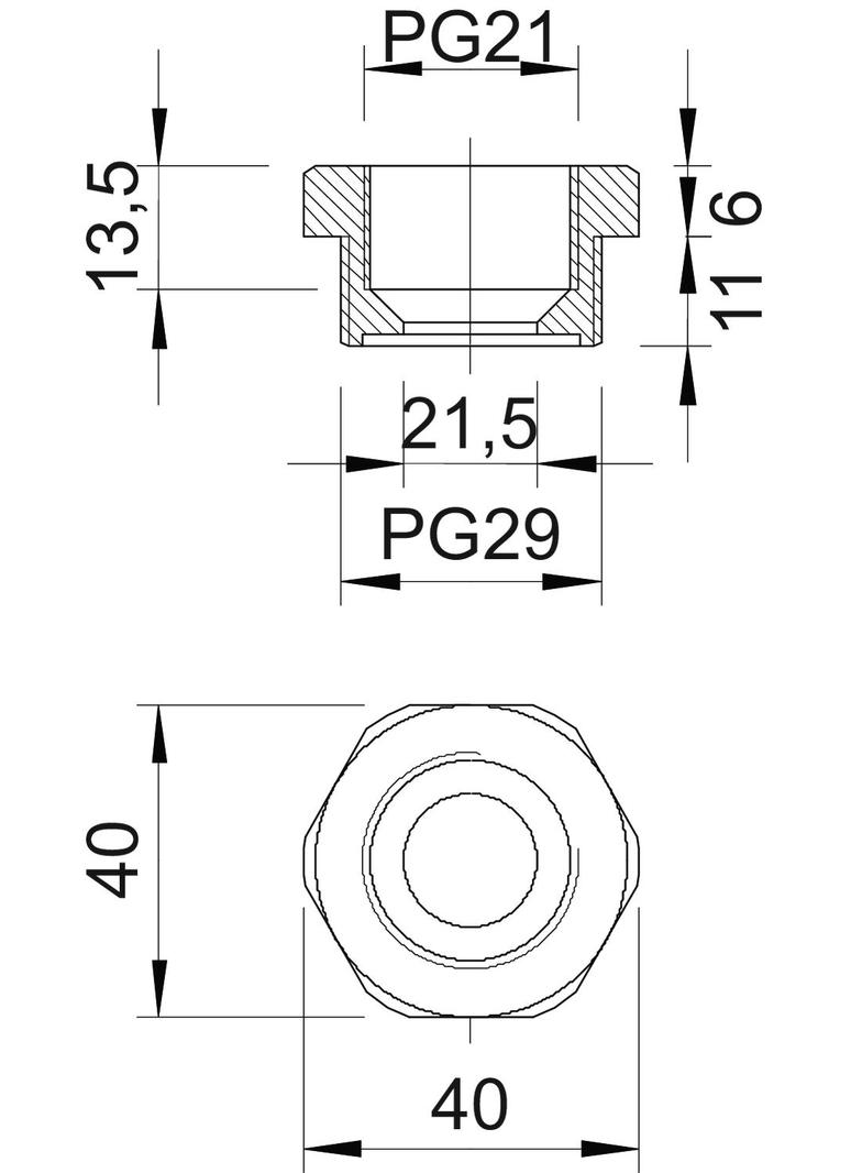 107/R, REDUKCJE PG29-21 POLIAMID SZA