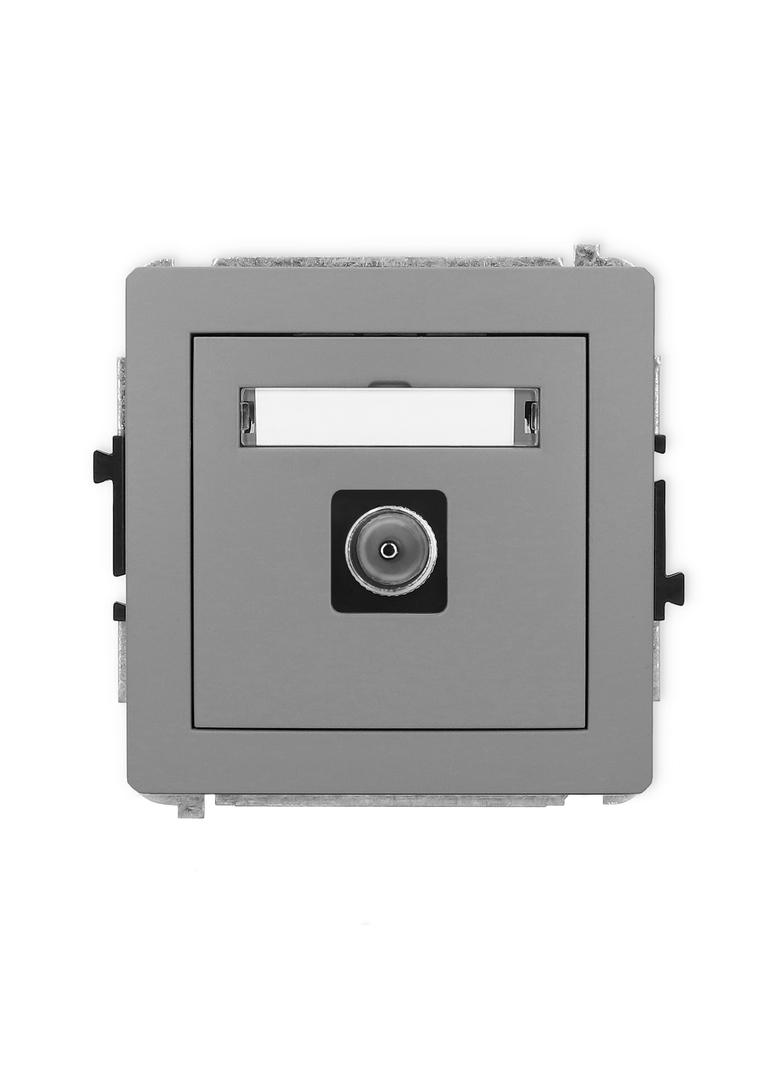 DECO Mechanizm gniazda antenowego pojedynczego TV szary mat