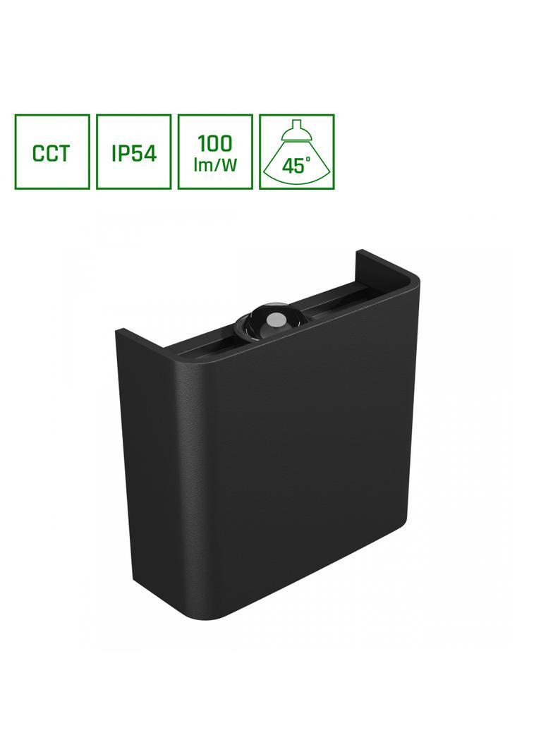 LUNARIX 1 KINKIET 2W CCT 230V IP54 RA90 110x100x40MM CZARNY, ŚWIECI GÓRA/DÓŁ