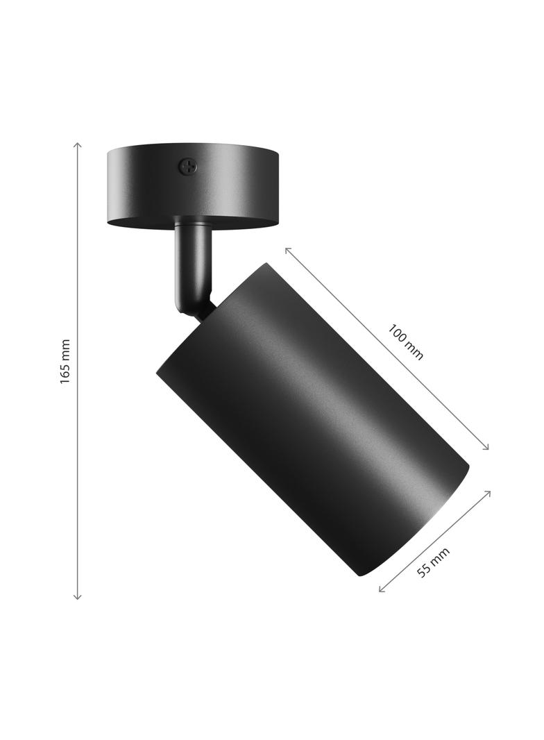 SQUALLA VARIOSA GU10 KINKIET 230V IP20 55x100x165MM CZARNY OKRĄGŁA