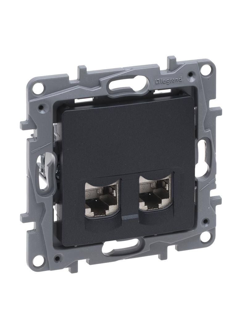 NILOE SELECTION - GNIAZDO 2 X RJ 45 KAT. 6 STP ANTRACYT, Legrand