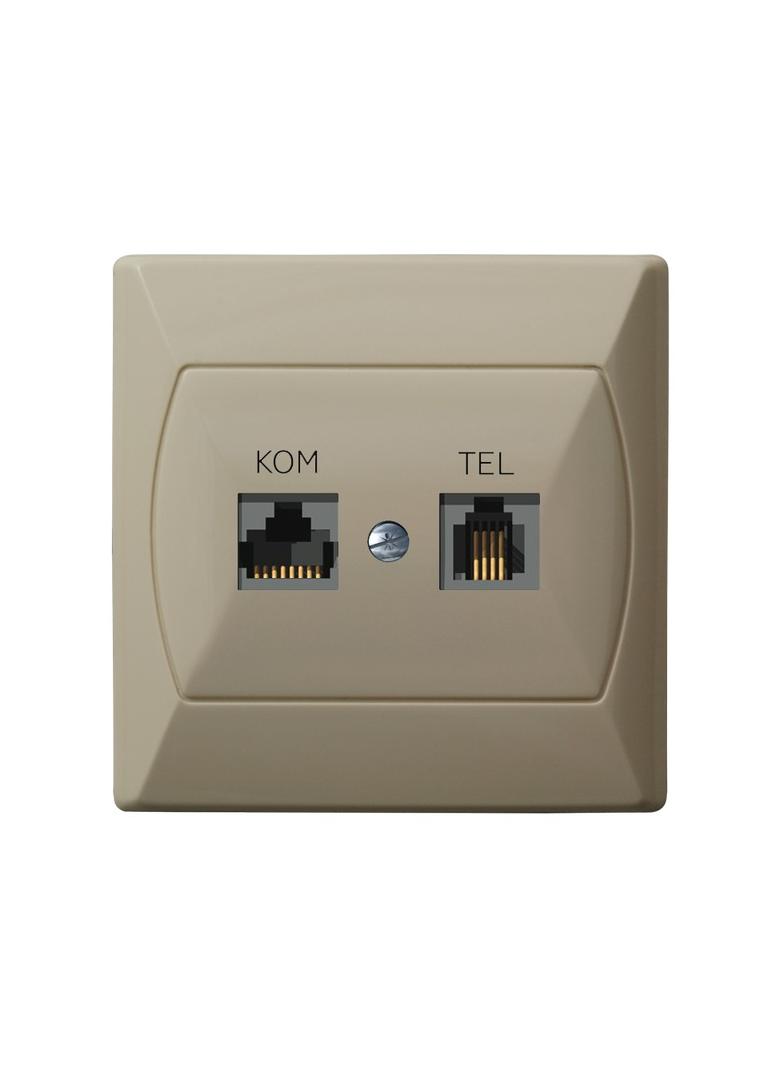 AKCENT Gniazdo komputerowo-telefoniczne RJ 45 kat. 5e, (8-stykowe) + RJ 11 (6-stykowe) - kolor beżow