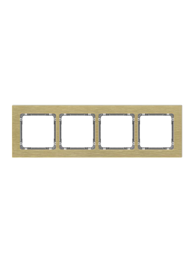 DECO Ramka uniwersalna poczwórna - aluminium szczotkowane (ramka: kolor mosiężny; spód: grafitowy) m