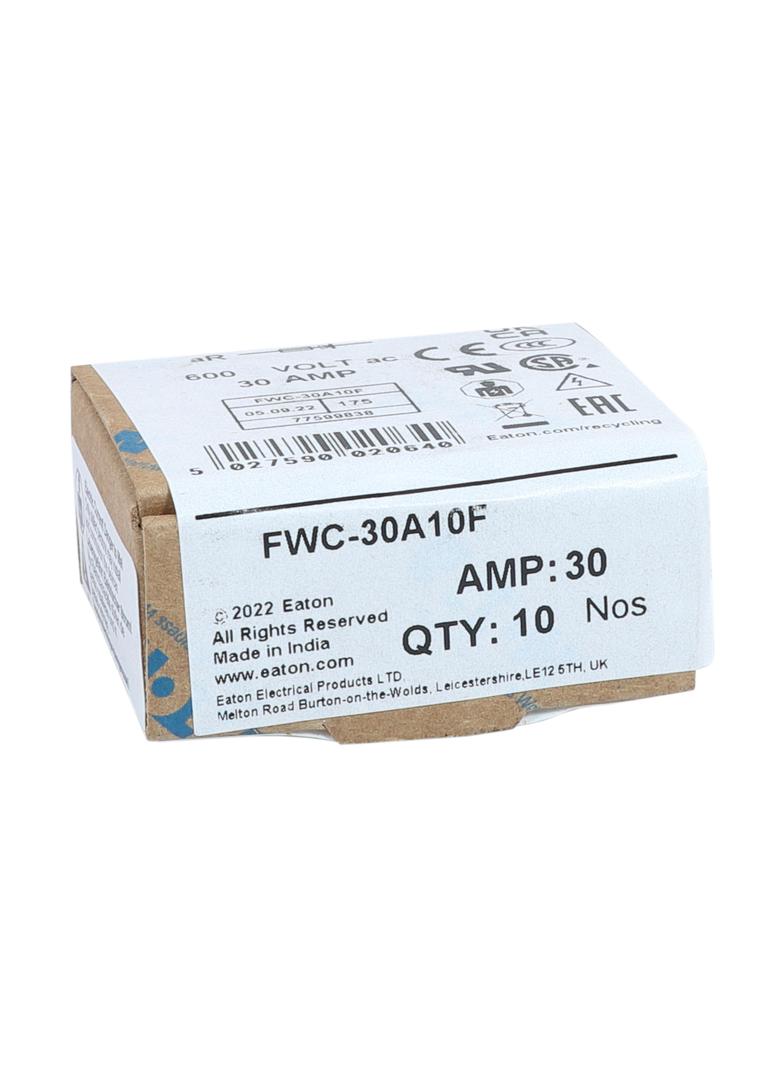 30Amp 600Vac 10x38mm FERRULE FUSE Wkładka szybka 30A AC 600V 10x38 mm aR UL FWC-30A10F EATON