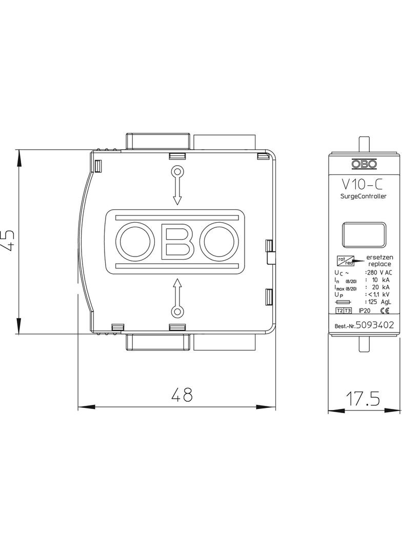 V 10-C/0-280, OGRANICZ.PRZEP.V10-C/0-280V