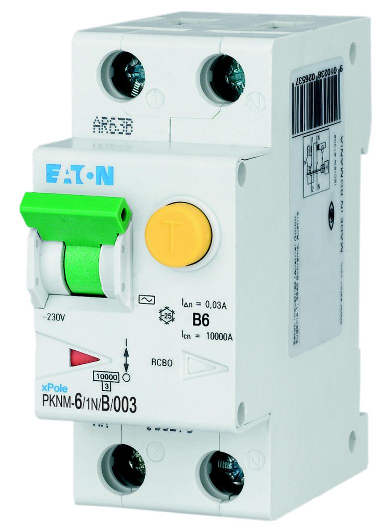 Wyłącznik różnicowo-nadprądowy 2P 6A B 0,03A typ AC PKNM 6/1N/B/003 236007 EATON
