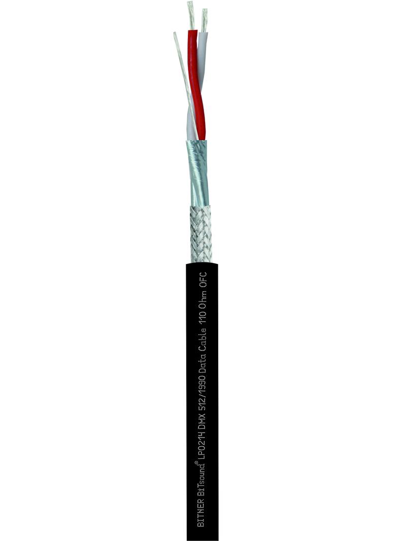 BiTsound DMX 512/1990 Data Cable 110 Ohm OFC 1x(2x0,25) Elastyczny, jednoparowy przewód do transmisji sygnałów cyfrowych LP0214 BITNER