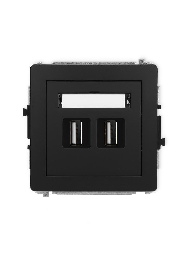 DECO Mechanizm gniazda podwójnego 2xUSB A-A 2.0 czarny mat