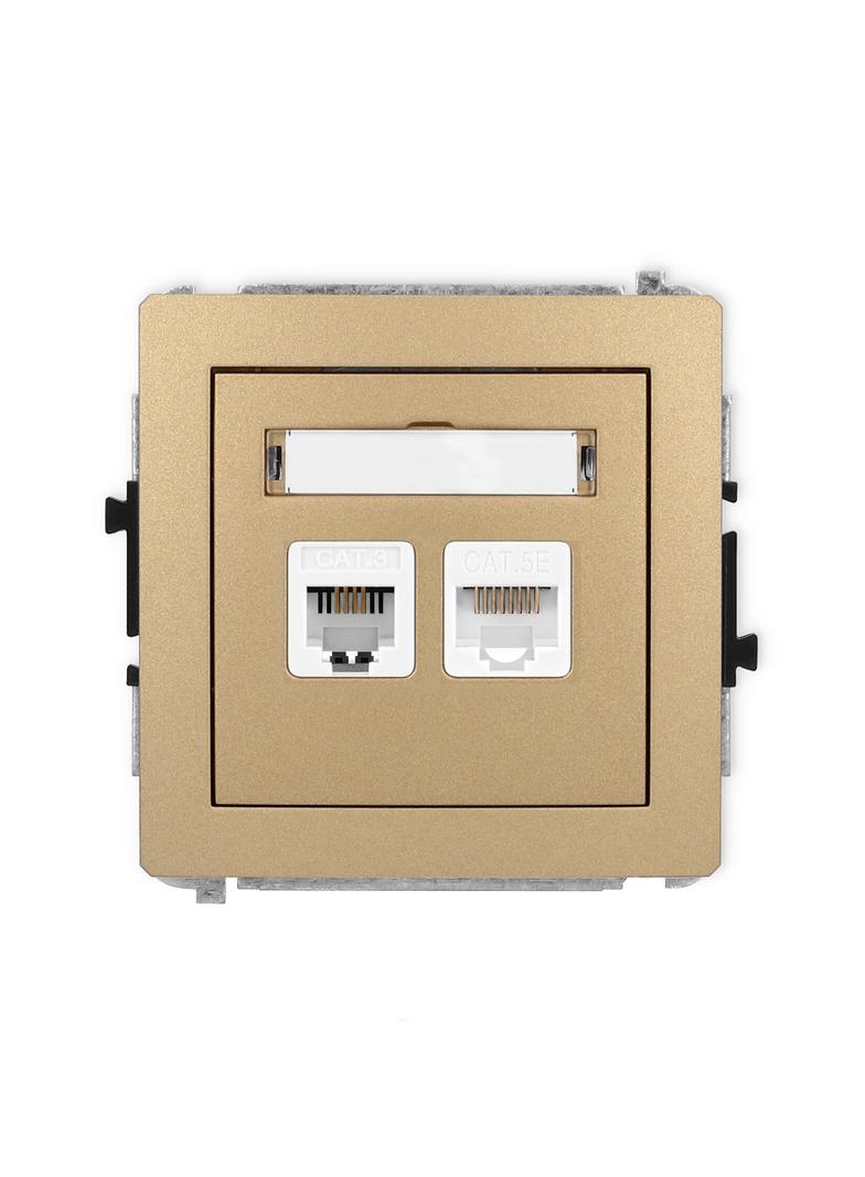 DECO Mechanizm gniazda telefonicznego pojedynczego 1xRJ11 + komputerowego pojedynczego 1xRJ45, kat.