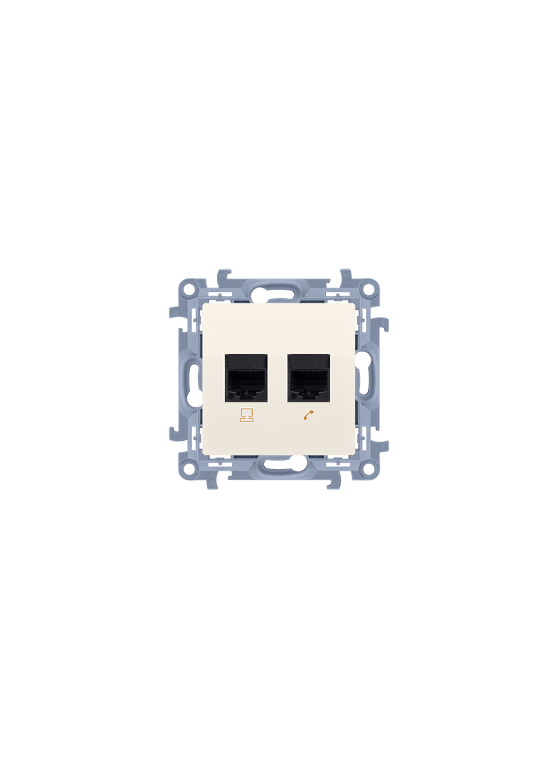 Simon 10 Gniazdo RJ45 kat. 6 + gniazdo telefoniczne RJ11 krem C6T.01/41 KONTAKT