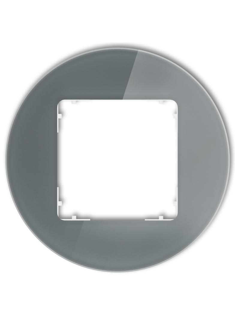 ICON Ramka uniwersalna pojedyncza okrągła - efekt szkła (ramka: grafitowa; spód: biały) grafitowy
