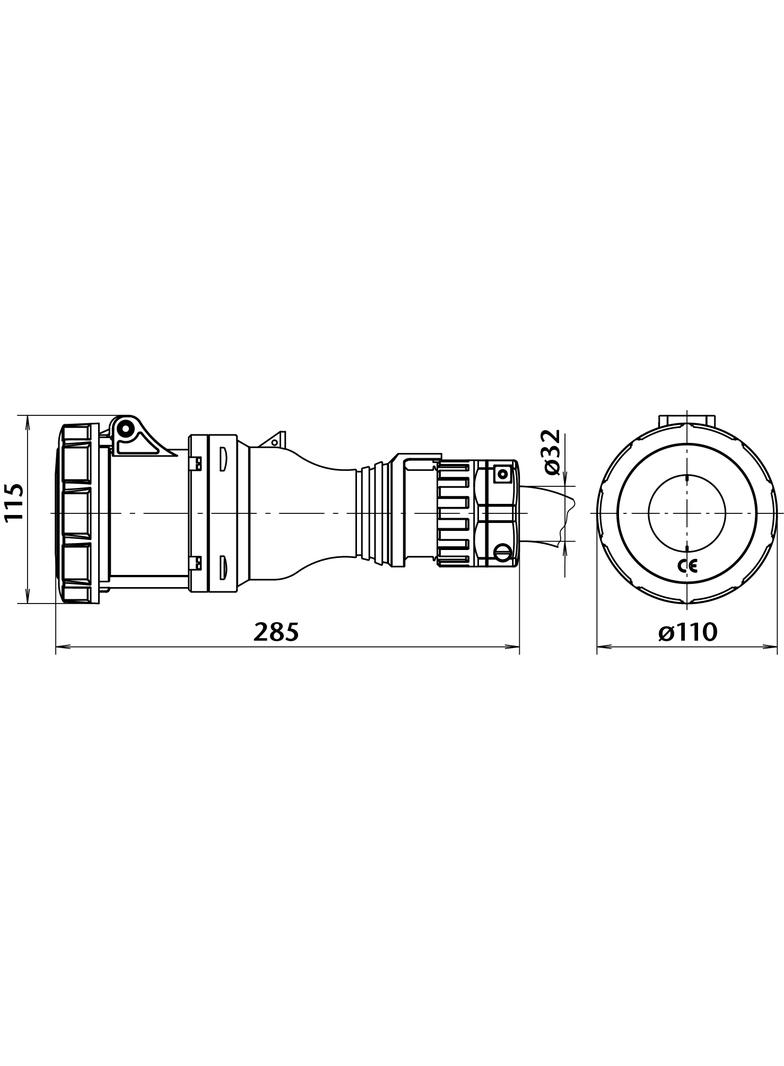 GPP 63/5 Gniazdo przenośne proste 63A/400V 3P+N+Z
