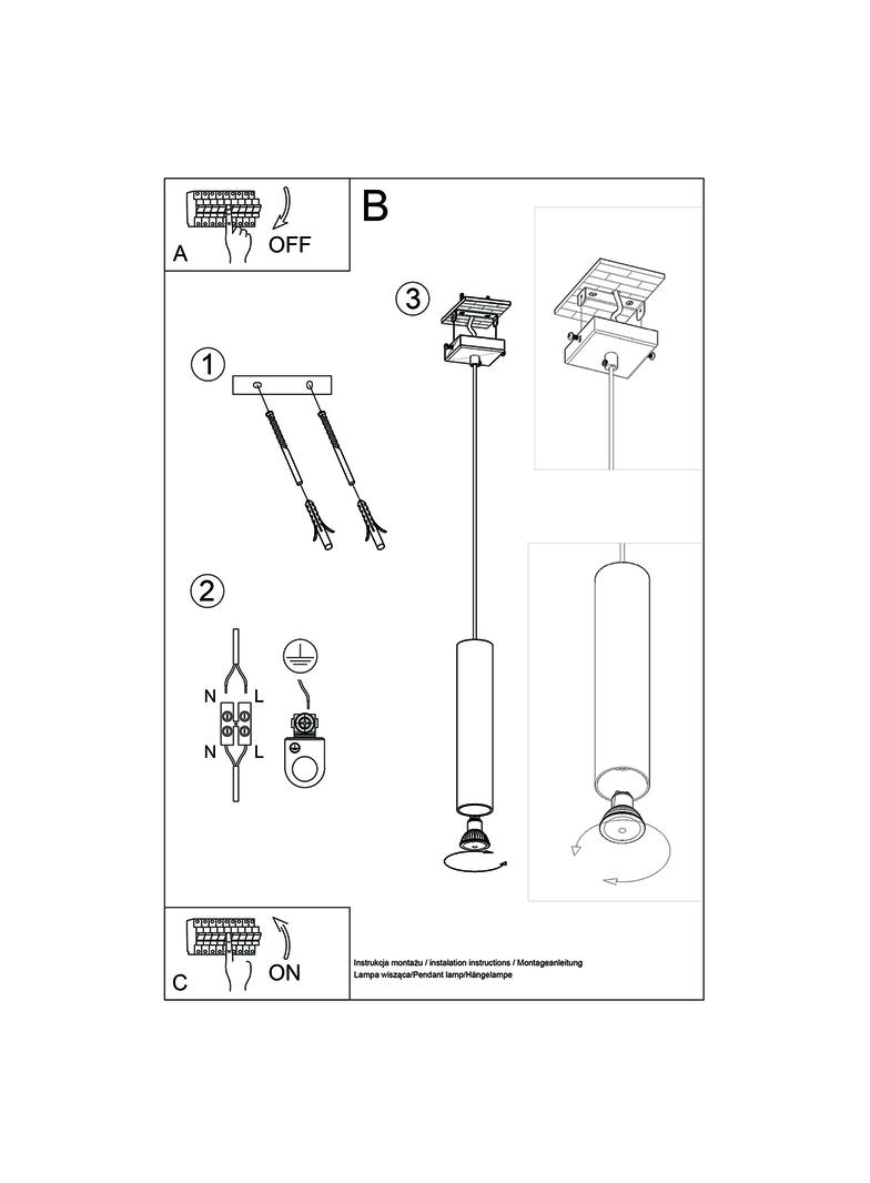 Sollux Lampa Wisząca LAGOS 1 złoty połysk SL.1200