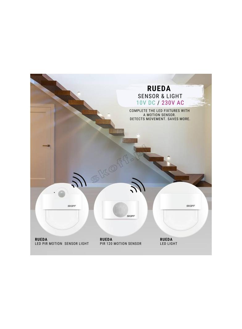Oprawa Rueda LED PIR 120 Motion Sensor Light | 10 V DC | 1,0 W | IP 20 |LED | 4000 K | PIR 120o |Wyk