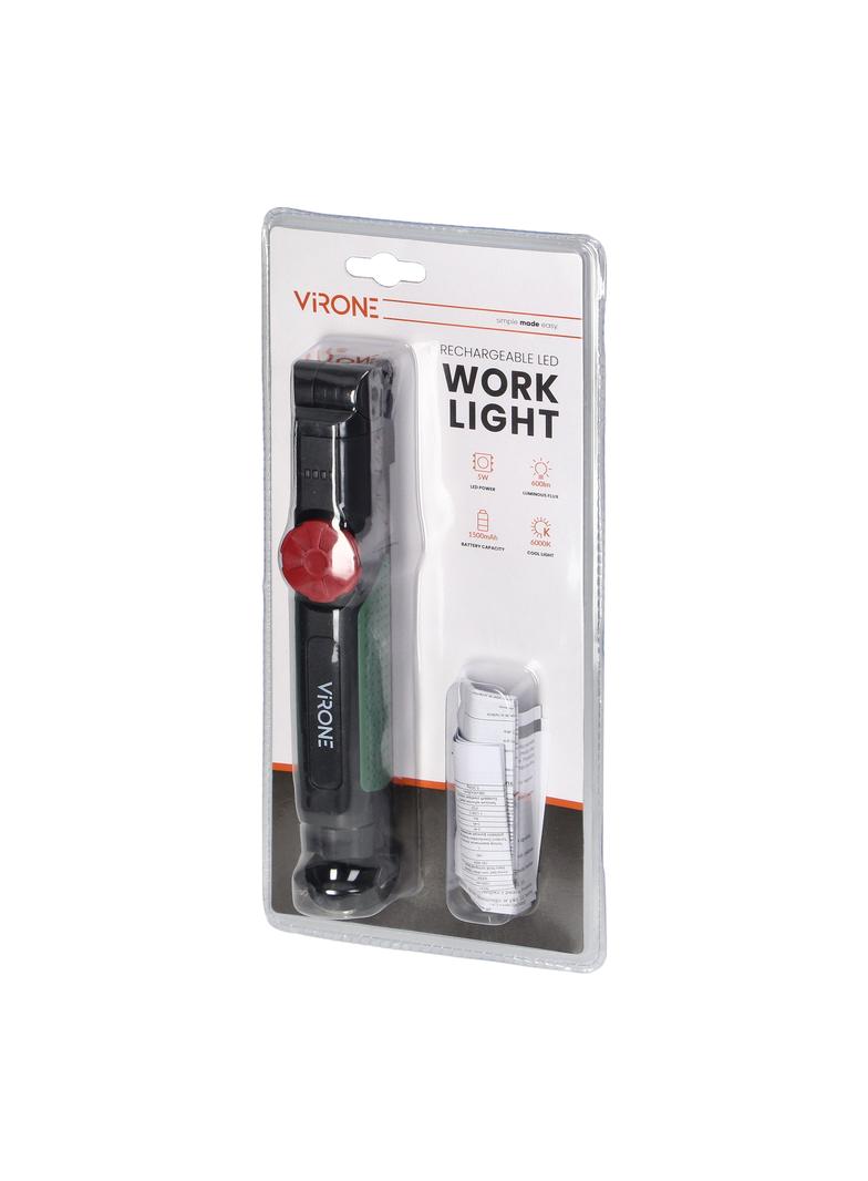 Latarka warsztatowa LED COB 5W, 600lm, 1500 mAh, składana