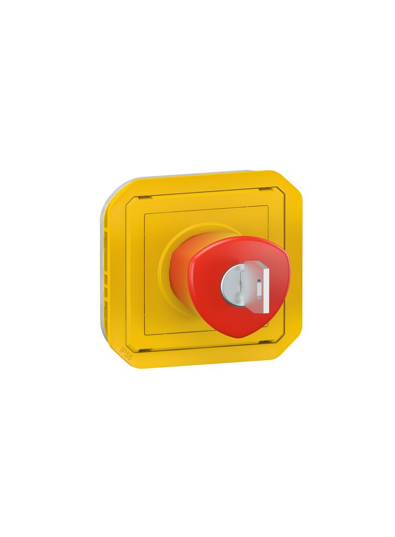 NOWE PLEXO - PRZYCISK WŁĄCZENIA AWARYJNEGO NA KLUCZ MECHANIZM 3 A - 250 V~