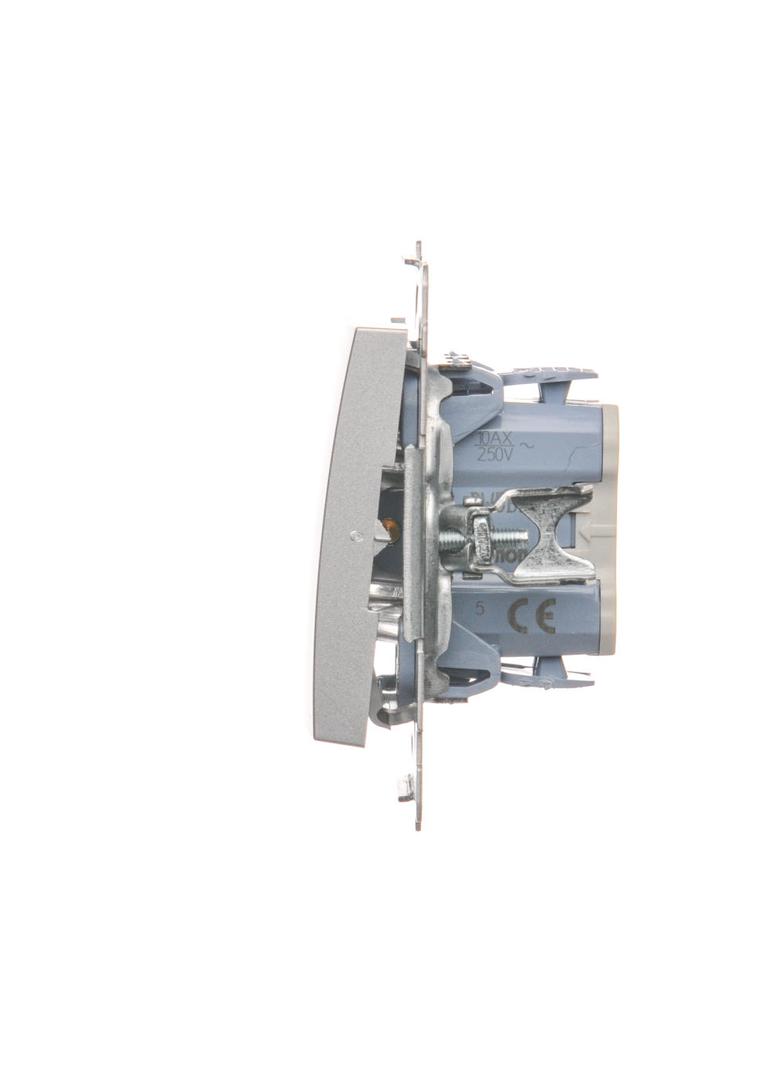 Simon 54 Łącznik świecznikowy do wersji IP44 10A 250V szybkozłączka srebrny mat *Posiada wkładkę uszczelniającą pod klawisze DU1W DW5B.01/43 KONTAKT