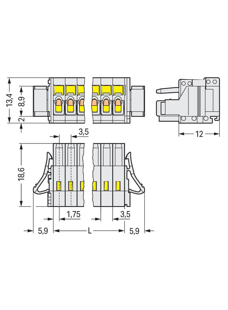 wtyk sprężynowy ras. 3,5mm 24-torowy jasnoszary
