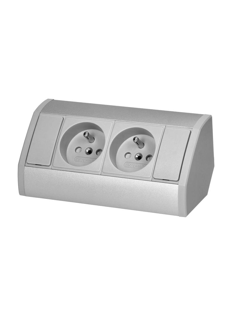 Gniazdo meblowe 2x2P+Z, szaro-srebrne