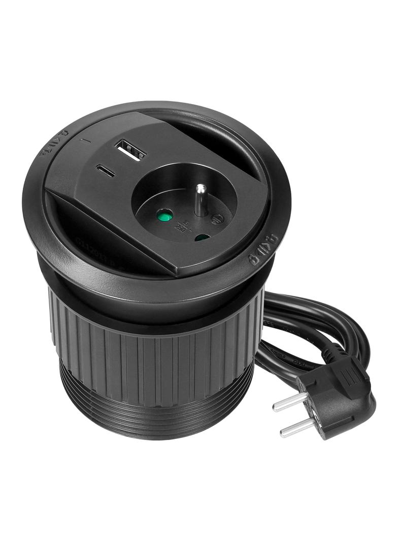 Gniazdo wpuszczane w blat z ładowarką USB przepustem kablowym i przewodem 1,4m OR-GM-9051/B ORNO