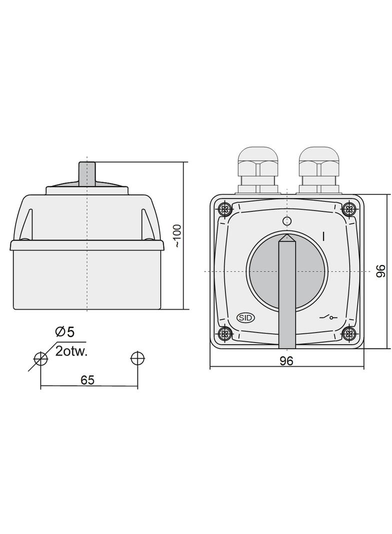 Łuk E16-13 Włącz-wyłącz  0-I IP-65