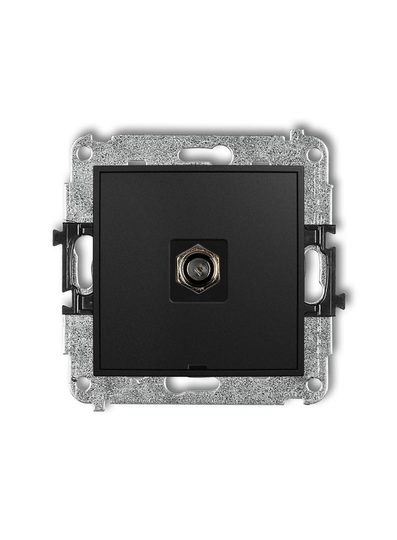 ICON Mechanizm gniazda antenowego pojedynczego typu F (SAT) niklowany, bez pola opisowego czarny mat