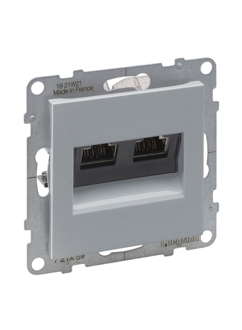 SUNO - Gniazdo 2XRJ45/kat 6A STP, Aluminium, Legrand