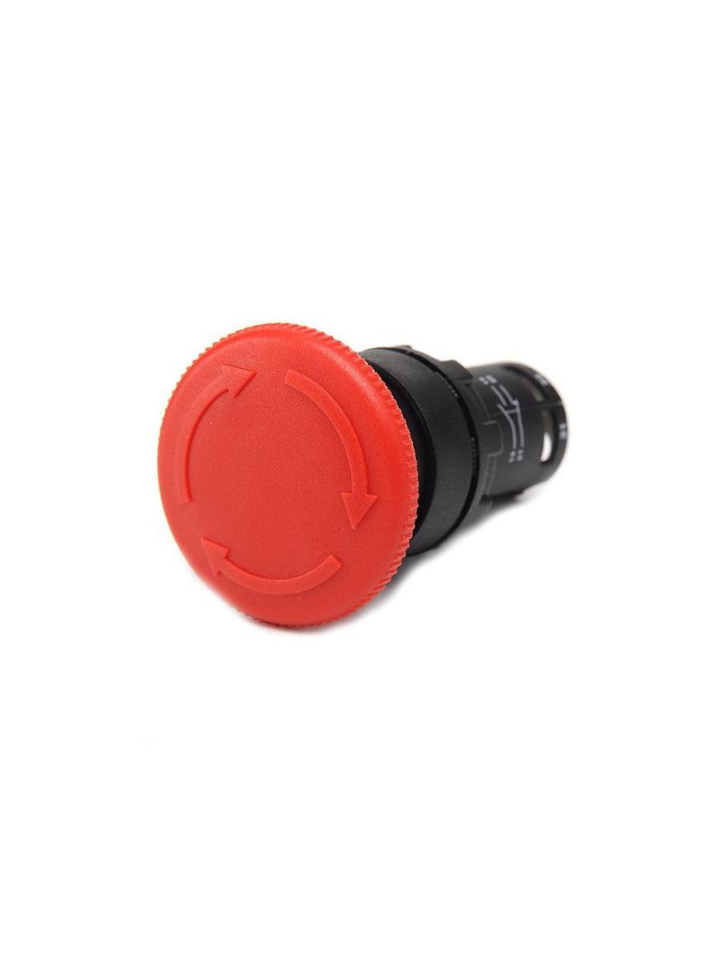 Przycisk monoblok, dłoniowy ryglowany, czerwony, 1NO+1NC