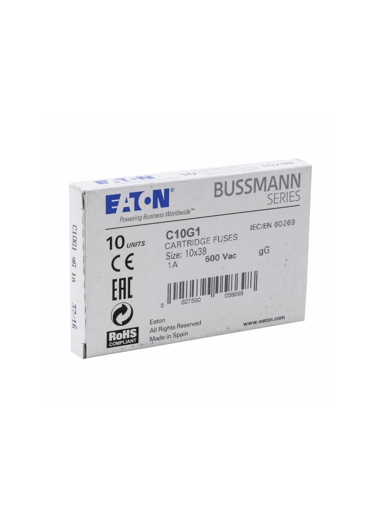 CYLINDRICAL FUSE 10 x 38 1A GG 500V AC Wkładka cylindryczna 10 x 38mm 1A GG 500V AC C10G1 EATON