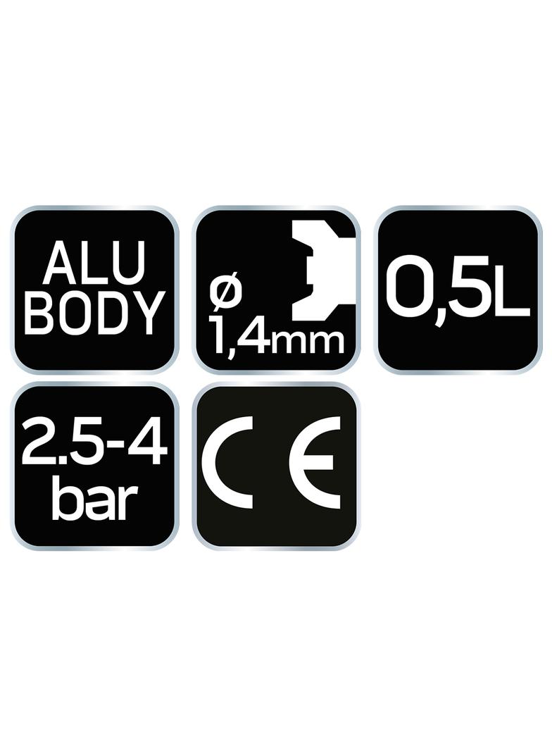 Pistolet natryskowy górny zbiornik 0.5 l, 1.4 mm