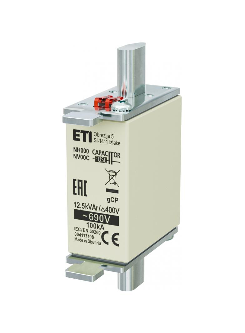 Wkładka topikowa NH kondensatorowa NH000 WT-00C gCP 12,5kVAr/690V 004117108 ETI