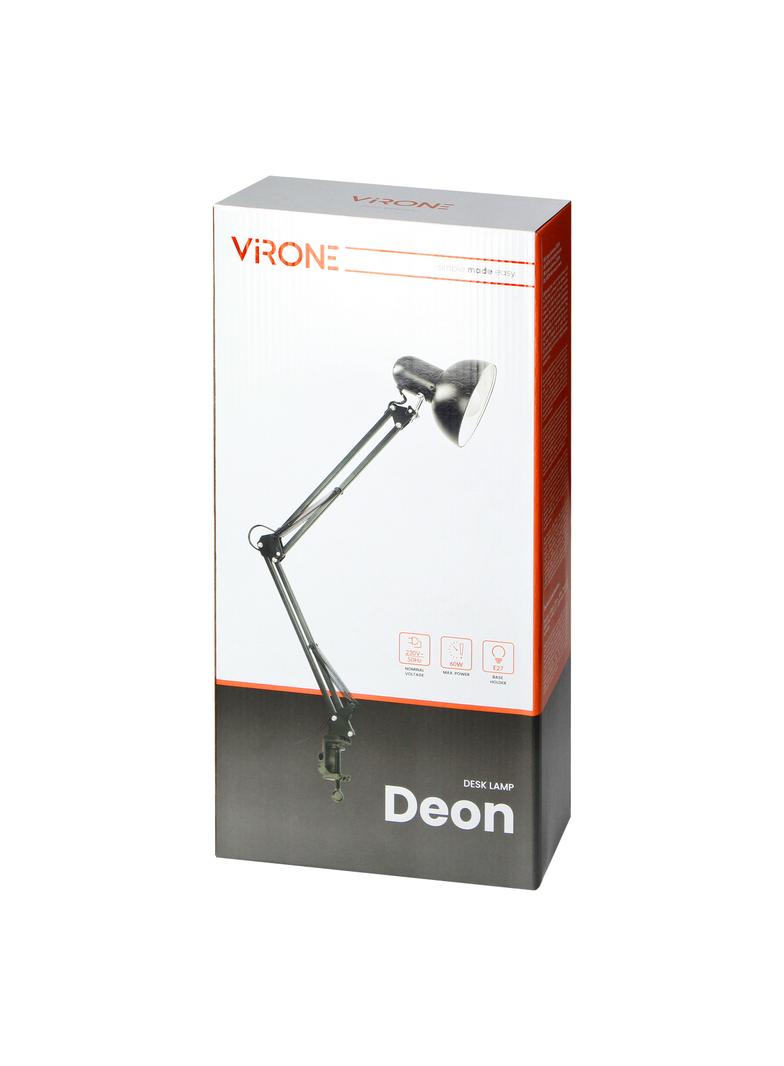 Lampka biurkowa kreślarska DEON przykręcana 60W E27 stalowa czarna VIRONE DL-14/B ORNO
