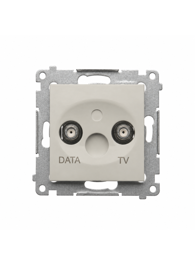 Simon 54 Gniazdo antenowe TV-DATA dwa porty F kaszmir mat DAD1.01/42