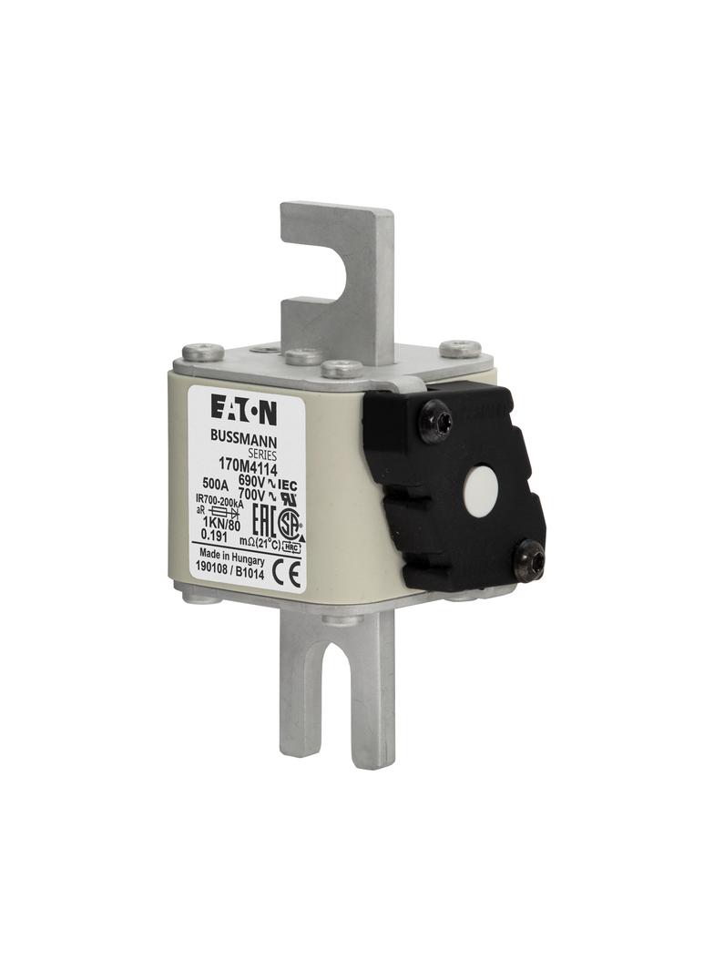 500A 690V 1KN/80 aR INDICATOR FUSE Wkładka szybka 500A AC 690V DIN 1 53x69x108 mm aR DIN 170M4114 EA