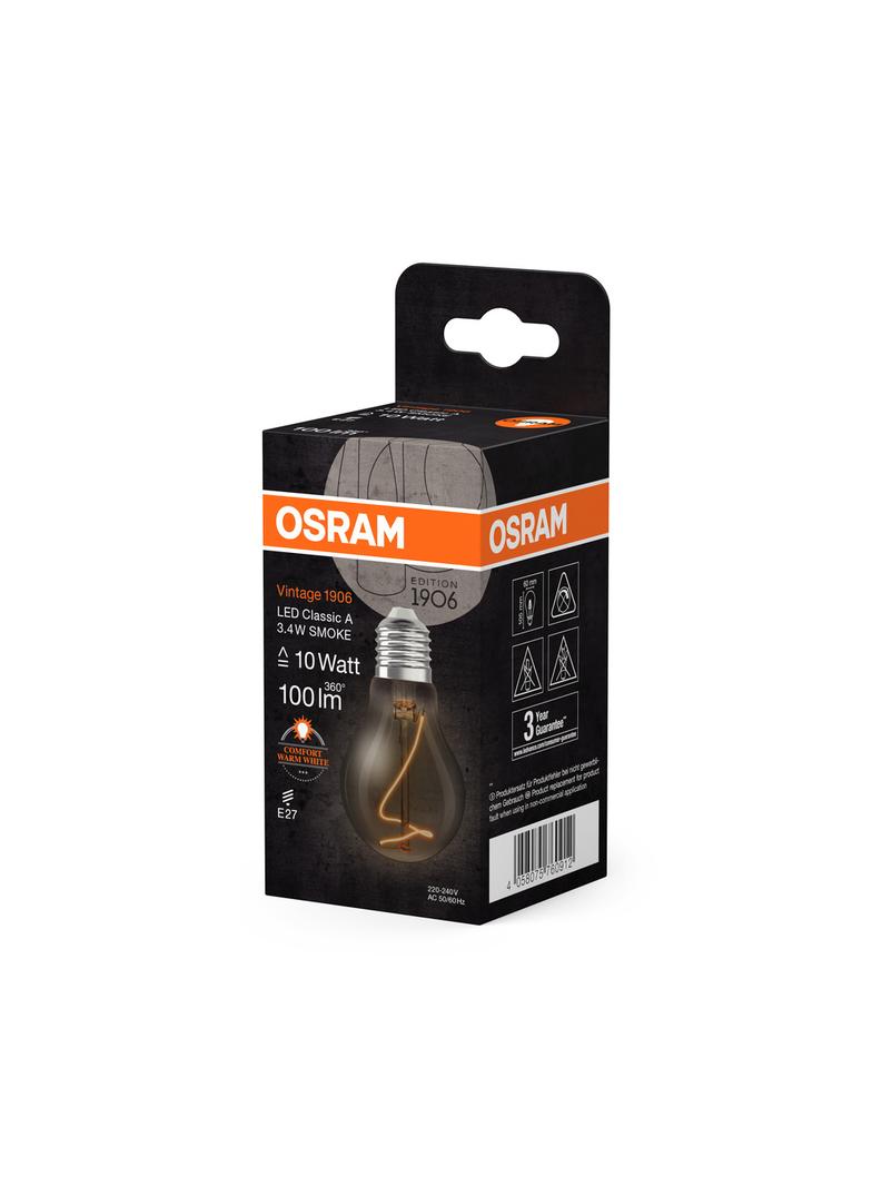 Lampa LED Vintage 1906 LED CL A Filament szkło przezroczyste SMOKE non-dim 3,4W/818 E27