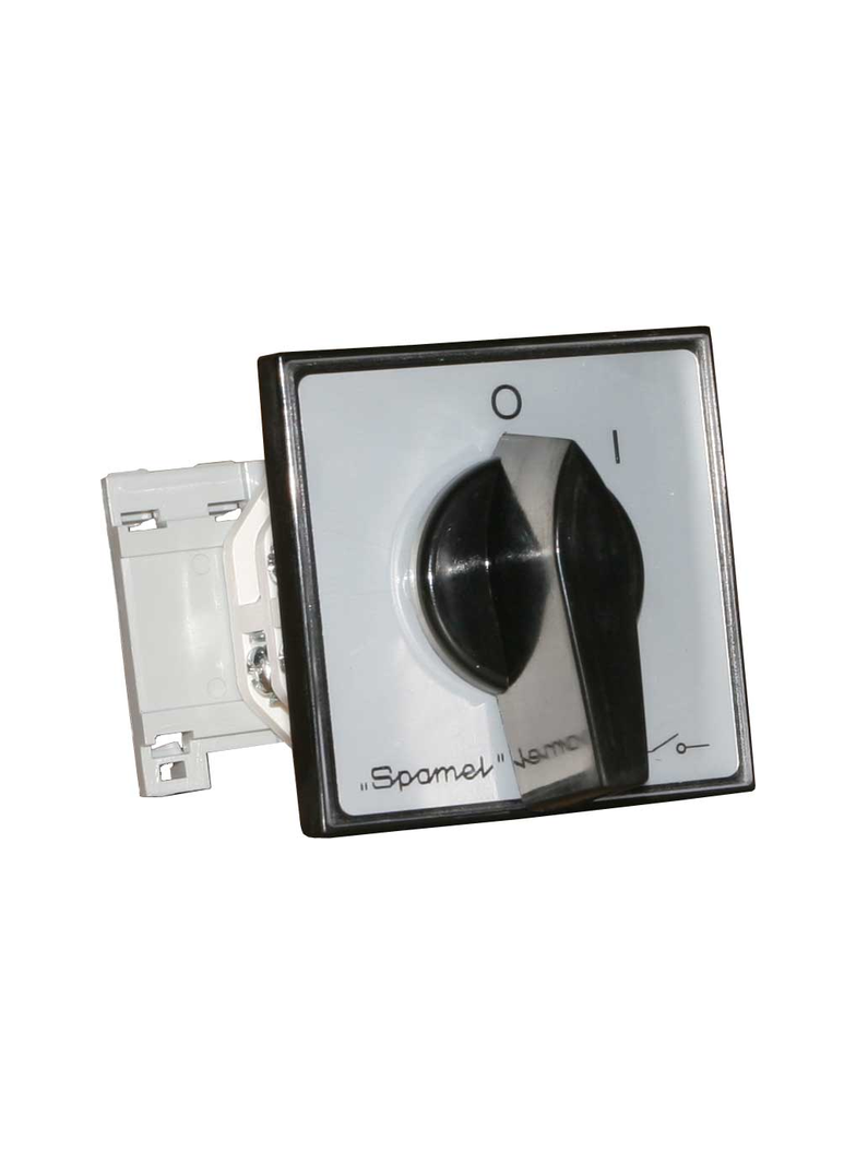 Łącznik Krzywkowy 15A, Rozłącznik 0-1 (1 - biegunowy), mocowanie na szynie czoło zamykane czarne